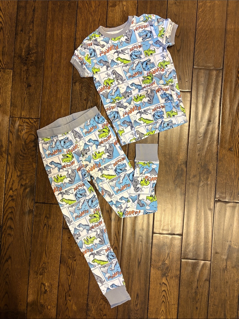 GAP Kids Blue and Green Dinosaur Pajama Set